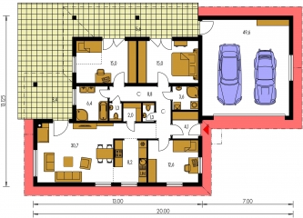 Image miroir | Plan de sol du rez-de-chaussée - BUNGALOW 192